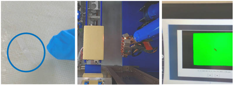 圖 8：Alpma 使用安裝在帶有照明的機(jī)械臂上的 Specim FX17 高光譜相機(jī)檢測(cè)缺陷和污染物，例如薄塑料殘留物和霉菌，該機(jī)械臂可在大塊奶酪周圍移動(dòng)