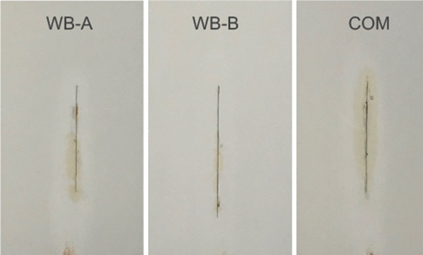 圖 8 展示了 MC #1、MC #2 和 MC #3 系統(tǒng)在鹽霧試驗(yàn)約 1000 小時(shí)后和用 800 號(hào)砂紙去除表面銹漬后的面板圖像。